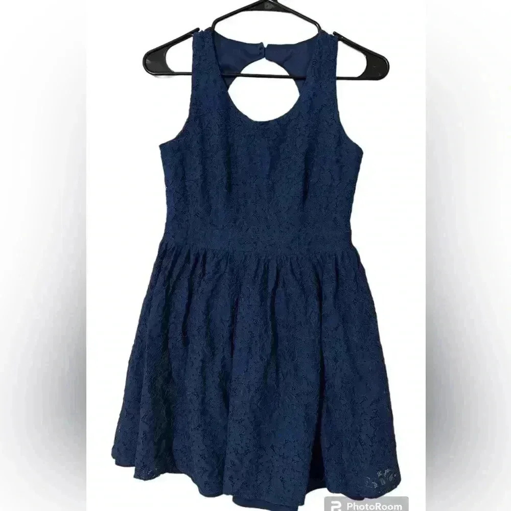 Papaya Navy Blue Lacey Floral Dress